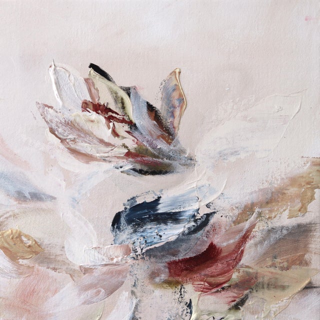 Abstract A Romantic Dance - Large Abstract Illuminous Textural Floral Acrylic Painting Original Artwork by Ve Boisvert For Sale - Image 3 of 9