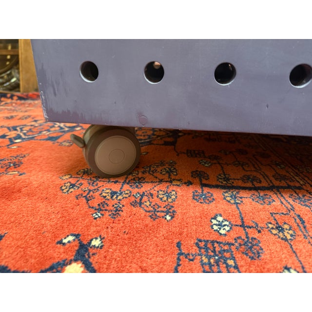 Purple Peg Board Storage Table on Casters For Sale - Image 4 of 12
