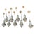 Vintage Gold Metal and Crystal Collection of Baby Pendant Lights- Set of 9 For Sale