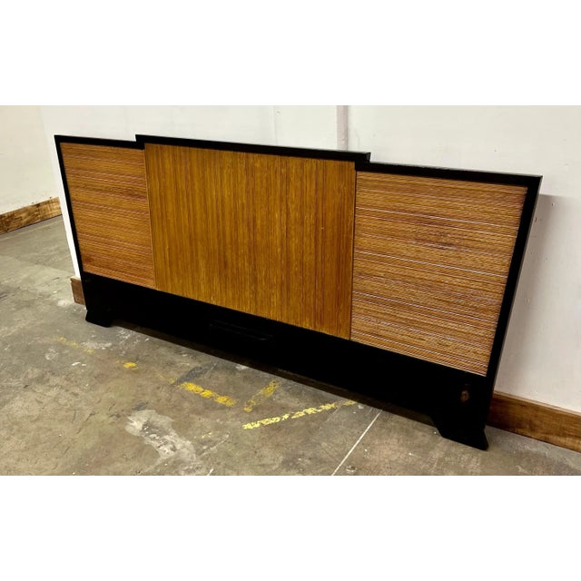 Wood Paul Frankl Black Lacquer Headboard with Cerused For Sale - Image 7 of 12