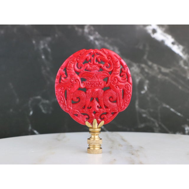 Chinoiserie Chinese Censer Lamp Finial on Brass Hardware For Sale - Image 3 of 5