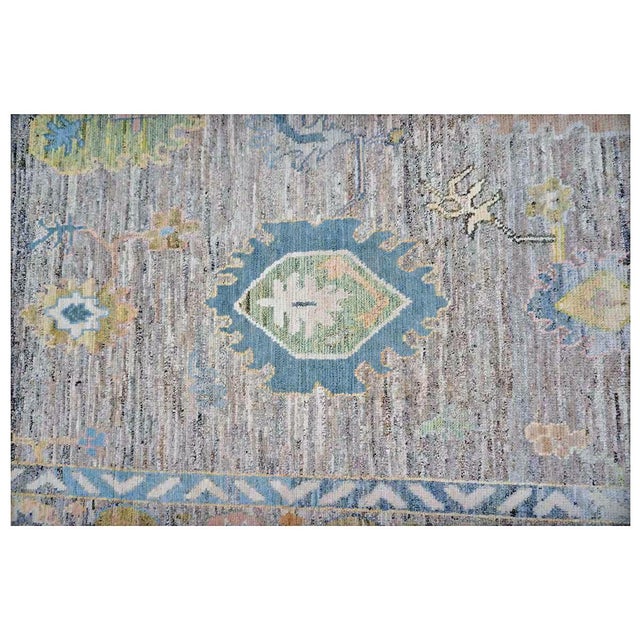 21st Century Turkish Oushak 10X13 Slate Blue & Dark Oak Handmade Area Rug #1144093 For Sale In Houston - Image 6 of 11