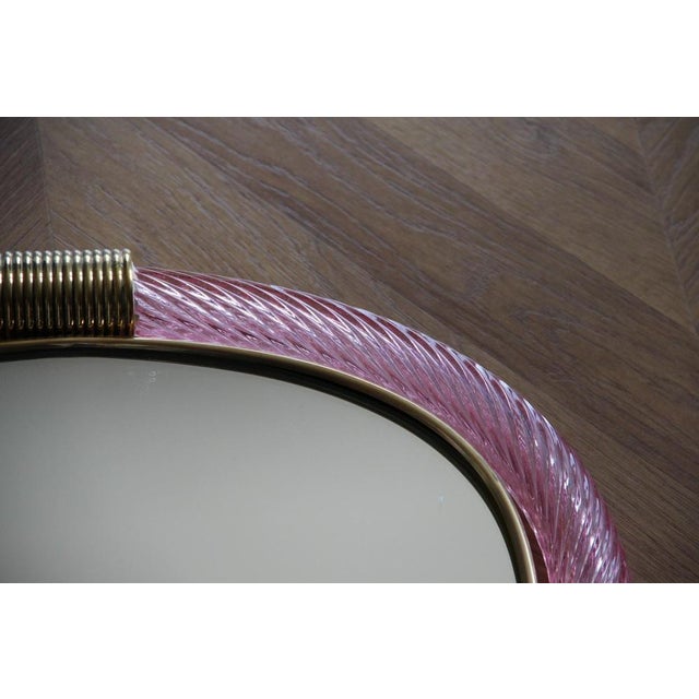 Twisted Pale Pink Murano Glass Mirror, 2000s For Sale - Image 12 of 18