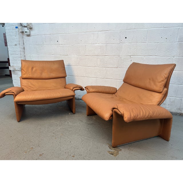 Saporiti Italia 1970s Leather Lounge Chairs Designed by Giovanni Offredi for Saporiti Italia For Sale - Image 4 of 18