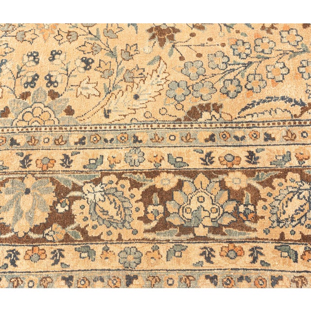 Textile Vintage Persian Meshad Botanic Handmade Wool Carpet For Sale - Image 7 of 9
