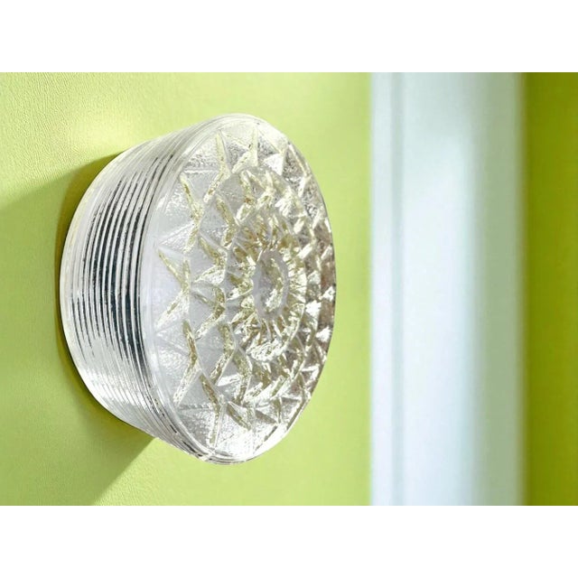 Clear and Frosted Glass Flush Mounts, 1990s, Set of 2 For Sale - Image 4 of 11