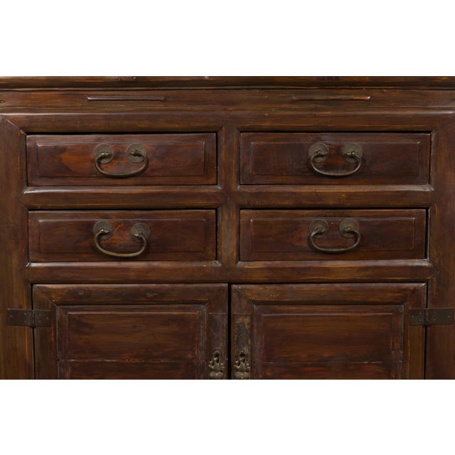 Chinese Late Qing Dynasty 1900s Brown Bedside Cabinet with Drawers and Doors For Sale - Image 9 of 13