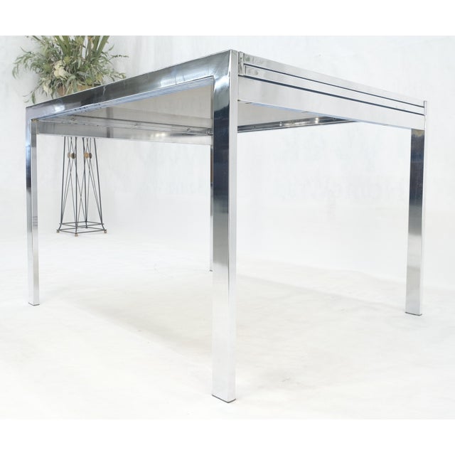 Flip Top 40" Square Crome Base Smoked Glass Top Dining Table 84" Extended Clean! For Sale - Image 17 of 18