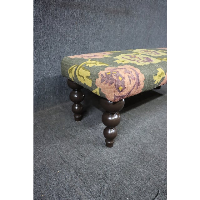 Boho Chic Floral Kilim Bench For Sale - Image 3 of 8