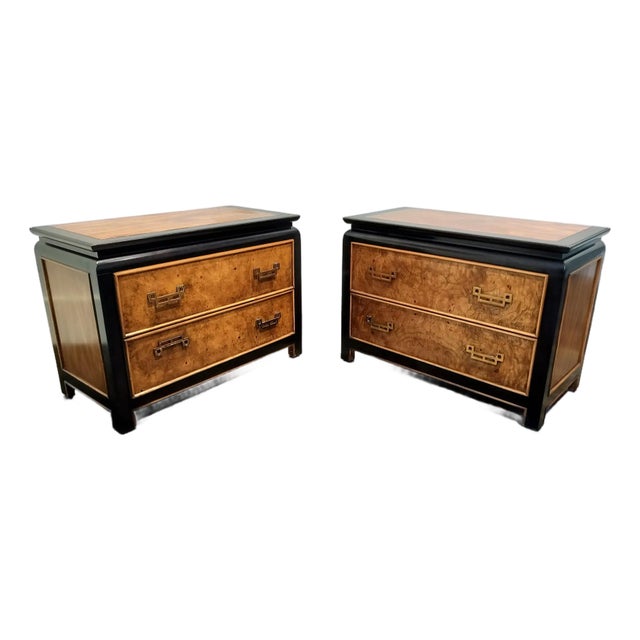 Vintage Burlwood Chinoiserie Nightstands by Raymond Sobota for Century Furniture For Sale