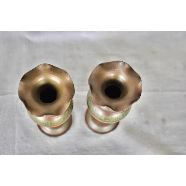 1970s Vintage Moroccan Brass Vases- a Pair For Sale - Image 5 of 9