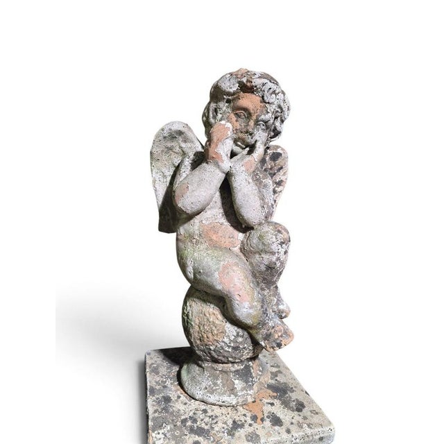 Italian Artist, Cherub Sculptures on Pedestals, 19th Century, Terracotta, Set of 2 For Sale - Image 3 of 12