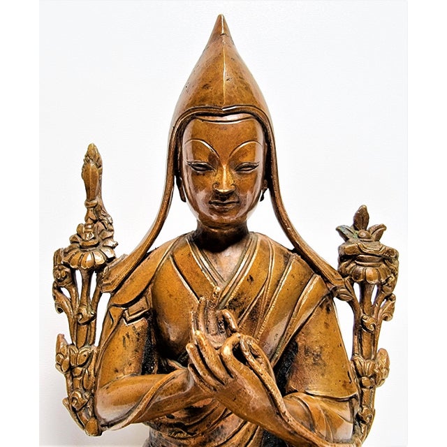 Brown 18th Century Buddha Priest in Bronze, Nepal For Sale - Image 8 of 14