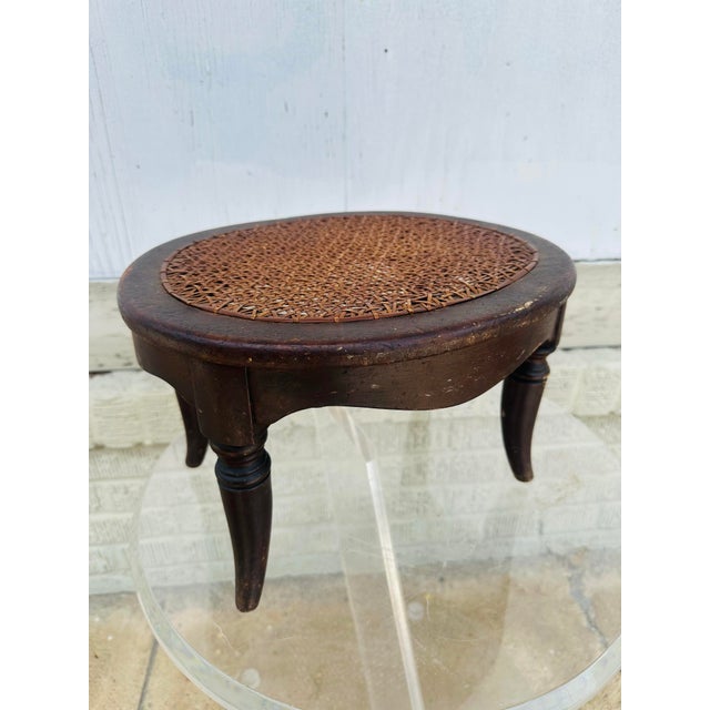 Farmhouse Antique Cane Footstool For Sale - Image 3 of 6