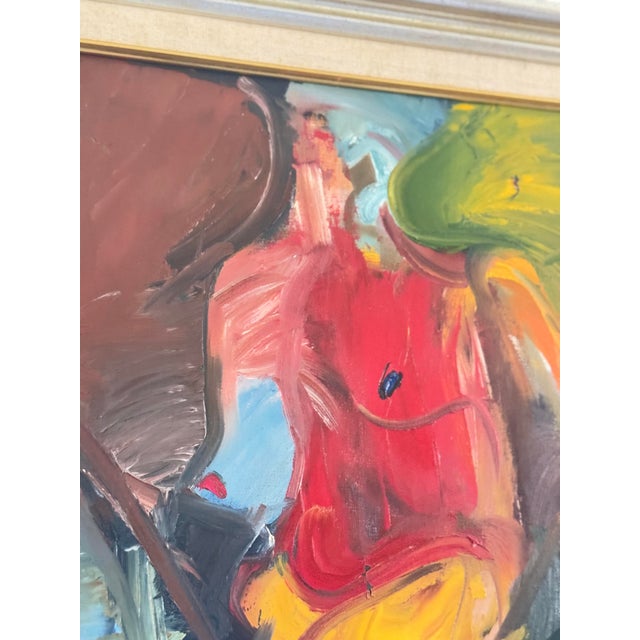 Blue Mid Century Abstract Expressionist Oil Painting For Sale - Image 8 of 9