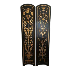 1960s Wood Panel Chinoiserie Rooms Divider Screens- Set of 2