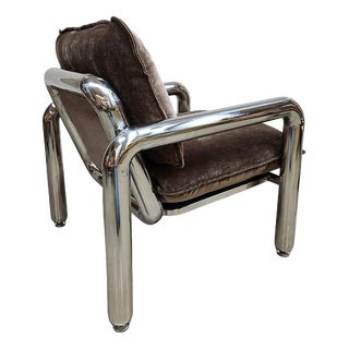 Chrome Armchair in Velvet Brown by Hkliving For Sale