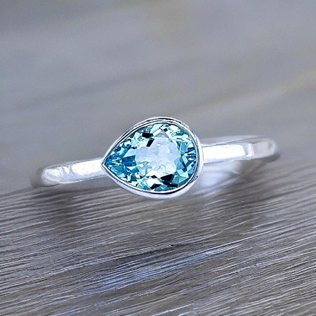 Natural Aquamarine Ring 6.5 14k W Gold 1.37 TCW Certified For Sale - Image 12 of 12