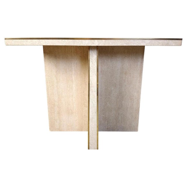 Vintage Travertine and Brass Console Table, 1970s For Sale - Image 13 of 13