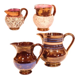 Small Lustre Ware English Cream Pitchers- Group of Four For Sale