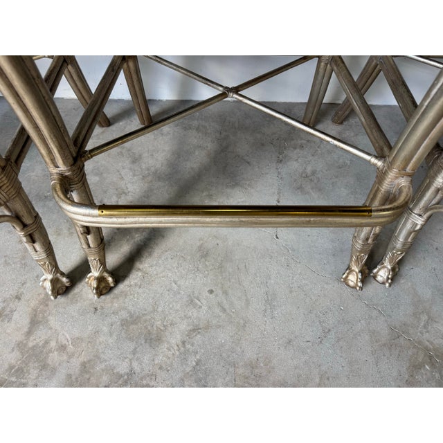 Vintage Classical - Style Rattan & Leather Bar Stools - Set of 3 For Sale - Image 9 of 12