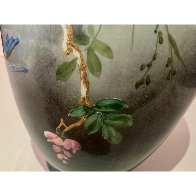 Glass Hand Painted Opaline Glass Vase Attributed to Baccarat For Sale - Image 7 of 7