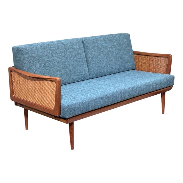 Restored Vintage Teak and Cane Sofa Daybed by Peter Hvidt & Orla Molgaard-Nielsen Fd451 For Sale
