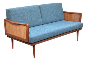 Restored Vintage Teak and Cane Sofa Daybed by Peter Hvidt & Orla Molgaard-Nielsen Fd451