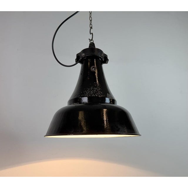 Industrial Bauhaus Black Enamel Pendant Lamp, 1930s For Sale - Image 10 of 18