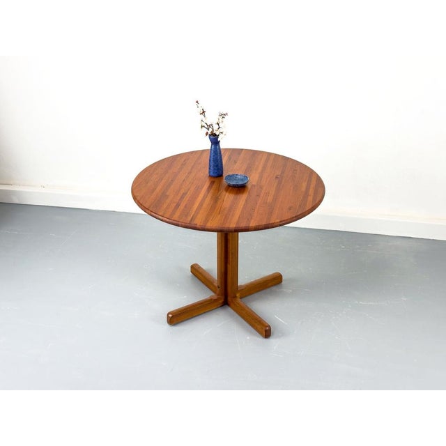 Wood Round Dining Table in Teak, 1970s For Sale - Image 7 of 15