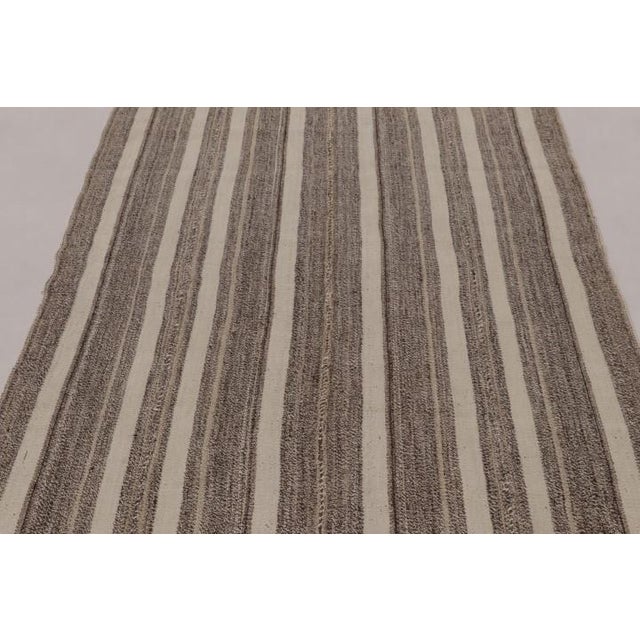 Rug & Kilim Vintage Persian Kilim in Beige and Brown Stripes - Rug & Kilim For Sale - Image 4 of 10