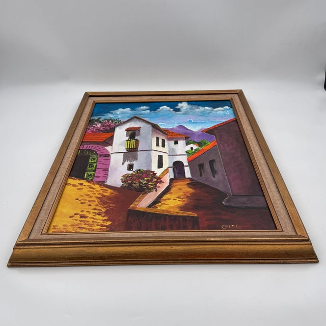Original Mediterranean Village Landscape Oil Painting Signed For Sale In Tampa - Image 6 of 12