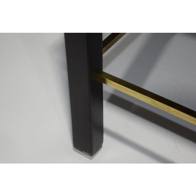 Mid 20th Century Edward Wormley for Dunbar Cocktail Table With Brass Stretcher, 1950s For Sale - Image 5 of 7