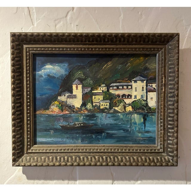 California Coastal Seascape, "View From Covered Boat", Oil Painting, Signed by Artist For Sale - Image 9 of 9