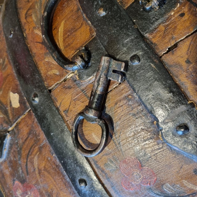 1796 Swedish Folk Art Allmoge Painted Chest on Stand For Sale - Image 4 of 8