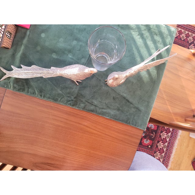 Pair of Late 20th Century Silver Tone Bird Figurines For Sale - Image 14 of 15