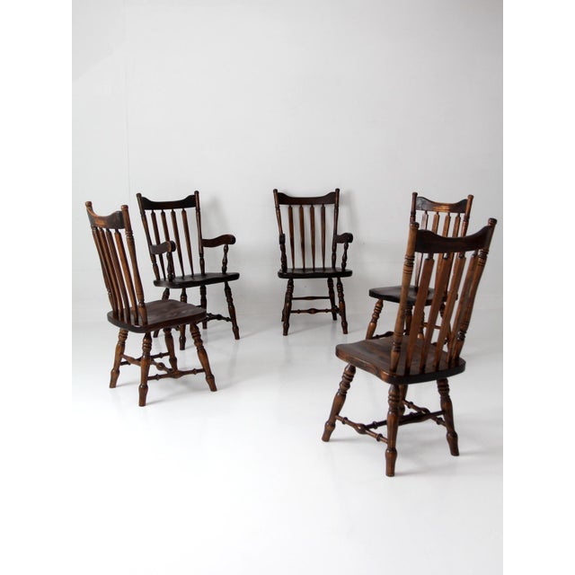 Wood Vintage Bennington Vermont Windsor Dining Chairs Set of 5 For Sale - Image 7 of 18