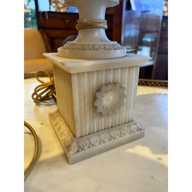 19th Century Pair French Carved Alabaster Lighted Urn Torchieres For Sale In Phoenix - Image 6 of 6