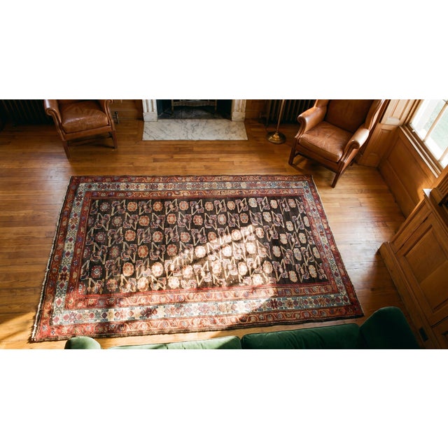 Black 1900s Black Geometric Tribal Antique W. Persian Kurdish Rug 3'8" X 7'3" Handknotted Wool Carpet For Sale - Image 8 of 8