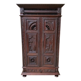 Antique Breton Cabinet in Wood, 1880 For Sale