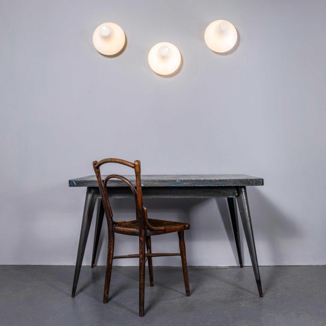 : 1950’s original opaline ufo wall or ceiling lamp – black base. The wall mount tops are an original a form of bakelite...