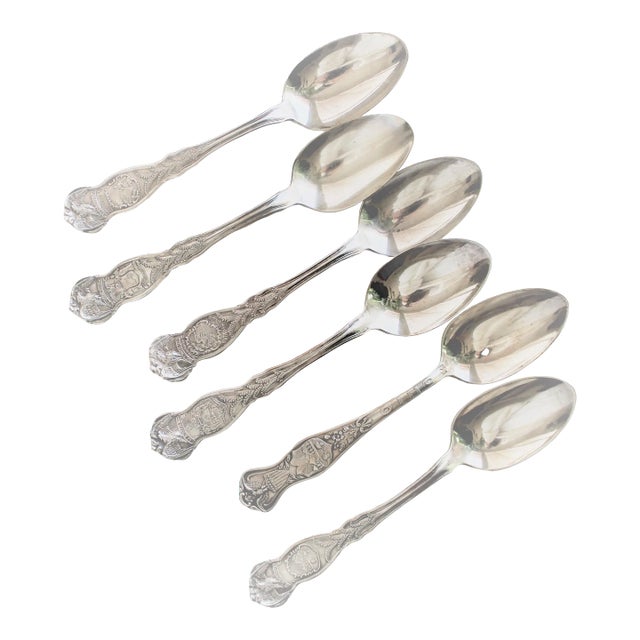 1915 Circa. William Roger's & Son Commemorative Teaspoon's S/6 For Sale