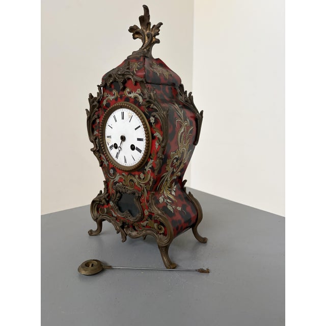 Louis XV Mantel Clock in Faux Tortoiseshell by Wilhelm Kienzle, 1940 For Sale - Image 6 of 14