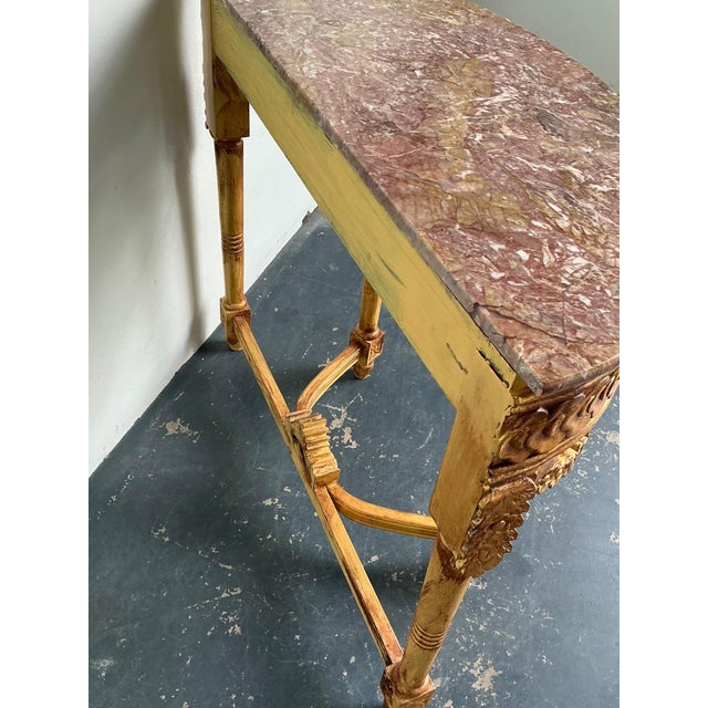 Antique Carved Giltwood Pomegranate Console With Marble Top For Sale - Image 9 of 18