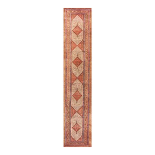 Gorgeous Ivory Background Color With Diamond Pattern Antique Persian Serab Hallway Runner For Sale