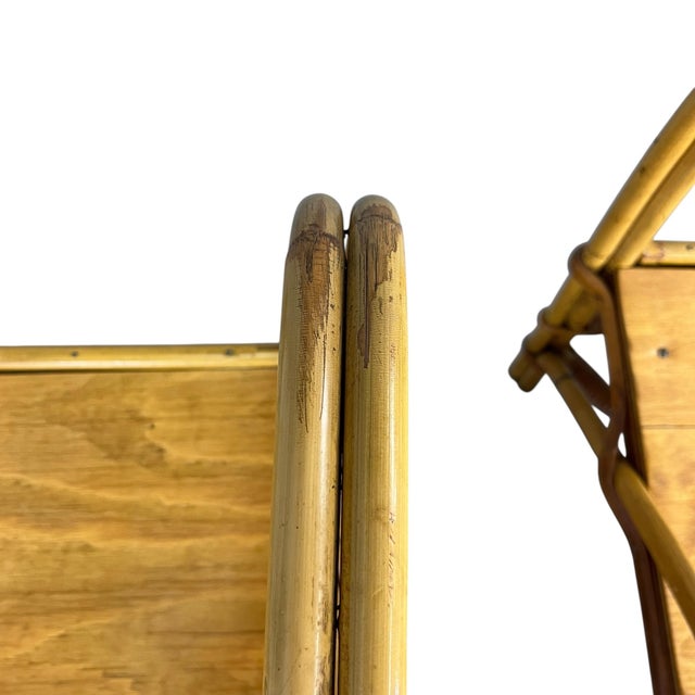 Gold Vintage Bent Bamboo Lounge Chairs and Ottoman For Sale - Image 8 of 11