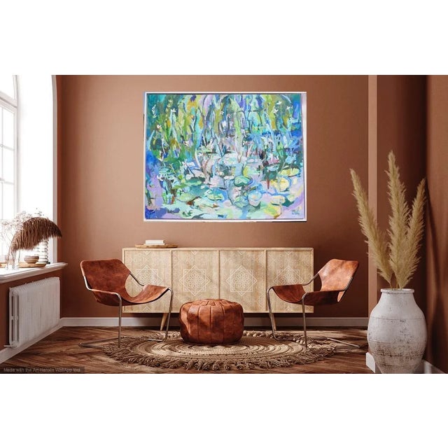 "Monet Lily Pond " Monumental Landscape Oil Painting For Sale In Los Angeles - Image 6 of 9