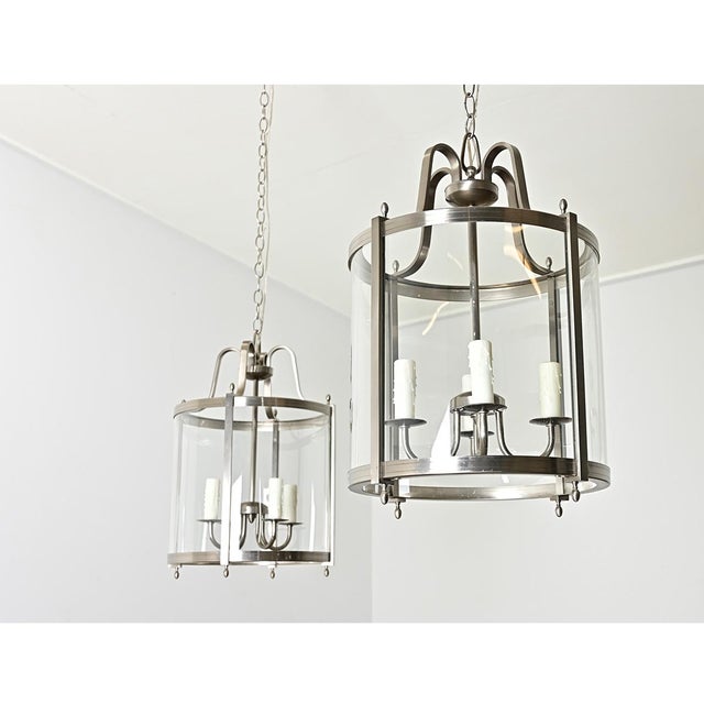Modern Vintage French Nickel-finish Lanterns - a Pair For Sale - Image 3 of 10