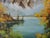 Wood Small Signed Vintage Mountains & Lake Landscape Painting For Sale - Image 7 of 10