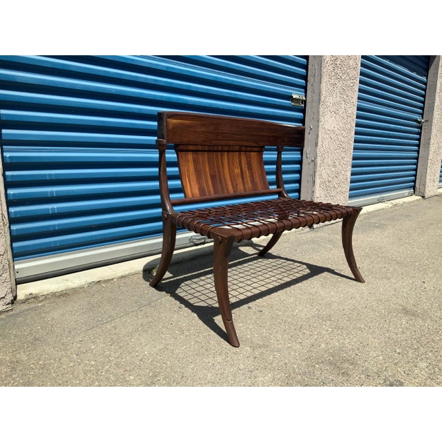 Mid-Century Modern Modern Walnut Klismos Style Settee For Sale - Image 3 of 9